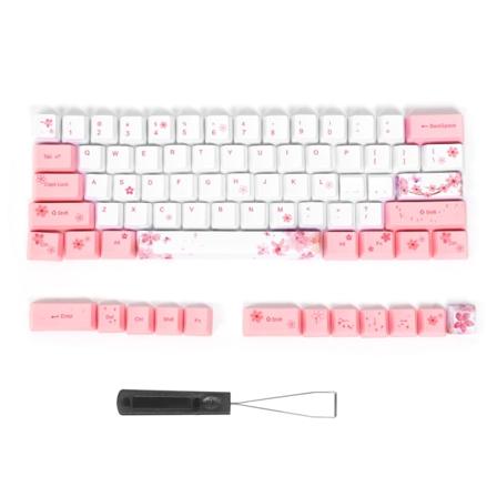 73 st sublimeringstangenter PBT mekaniskt tangentbordstillbehör PC-delar med söt design (6064 körsbärsblommönster)