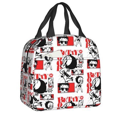 Luksuriøs Polka Dot Tegneserie Boop Bettys Madpakke Kvinder Varmt Køletaske Isoleret Madkasse til Skole Arbejde Kontor Rejse Picnic Mad [L]