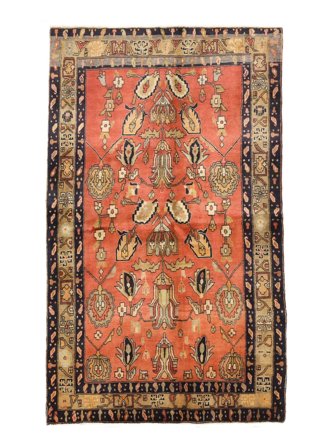 Hamadan Rug Hand Knotted 147X240 Brown/Red Persia
