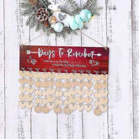 1 Sett Festival Bursdag Tre DIY Kalender Henge Plakett Hjerte Tre Skiver