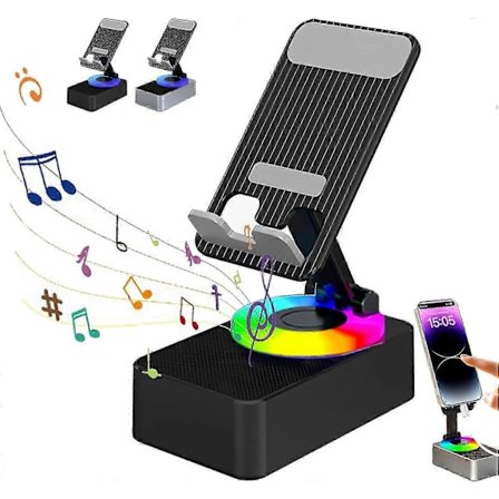 3-i-1 Bluetooth Audio Power Telefonholder, Mobiltelefonholder med Trådløs Højttaler, 100% Ny