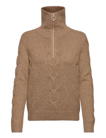 Vioaly L/S Zipper Knit Top/Su/Pb Brown Vila