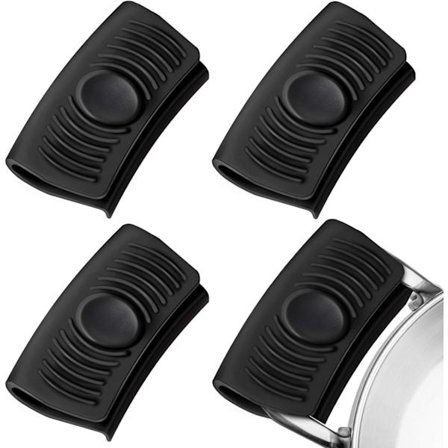 (Svart och svart) 2 par silikonhandtag hållare värmeisolering