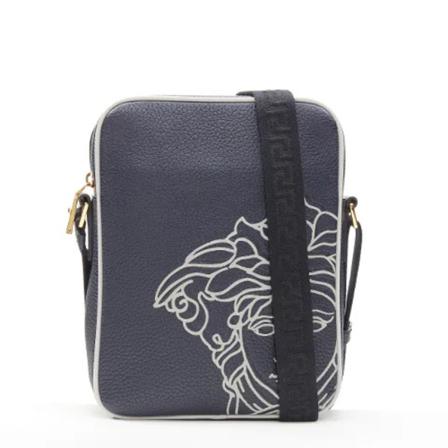 Versace Pre-owned, Pre-owned Leather handbags Blauw, Dames, Maat:ONE Size,nylon,print