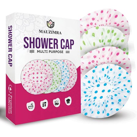 4 Pack Shower Caps for Women/Men Lightweight Plastic Shower Caps 30cm