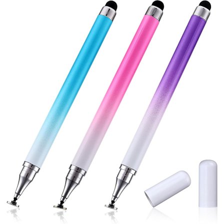 2-i-1 Styluspennor för pekskärmar, 3 st Styluspenna med transparent skiva och silikonspets Hög känslighet Stylus Fin spets
