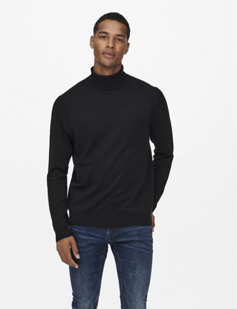 ONLY & SONS Onswyler Life Reg 14 Roll Knit Noos - Black - XS