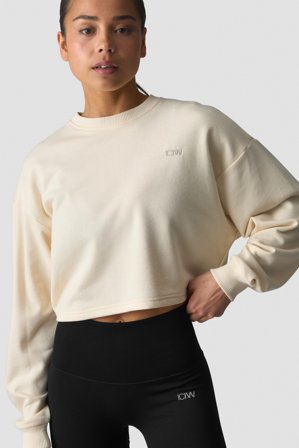 ICANIWILL - Everyday Unbrushed Cropped Crewneck Cream - Träningströja - Dam - Träningskläder från ICIW