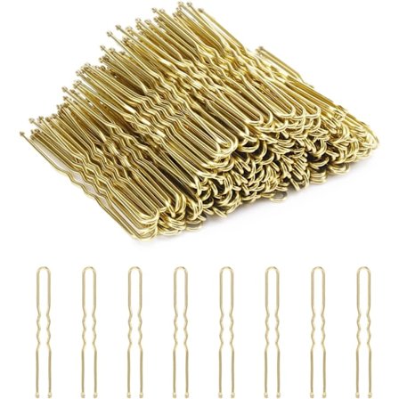 U-formede hårnåle, 200 stk. Bølgede U-formede hårnåle til opsætninger med æske til kvinder, damer, piger, hårnåle (Blond, 6 cm)