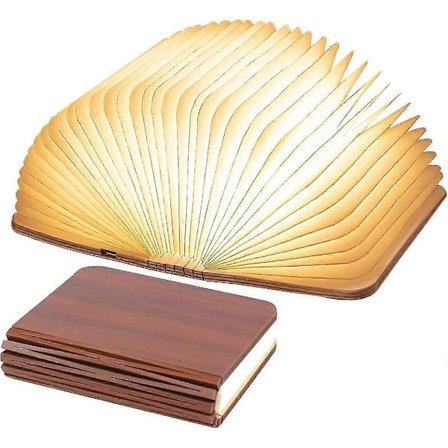 Træ Sammenklappelig LED Boglampe, Valnød LED Bordlampe, USB Natlampe, Genopladelig Boglampe, Stemningslys, 360 Sammenklappelig Magnetisk Boglampe (9 X