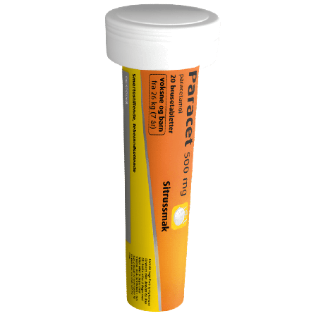 Paracet 500 mg brusetabletter 20 stk Sitrussmak
