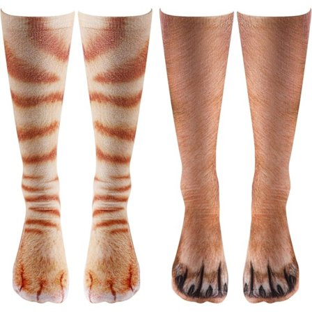 Sukat Leg Sukat Tossut 2 Paria Eläinpainatus Asuja Söpö Yhteen Sopivat Asuja Pareille Halloween Joululoma Hauskaa Uutuus Käpälä Käpälät 3d Koira Kissa