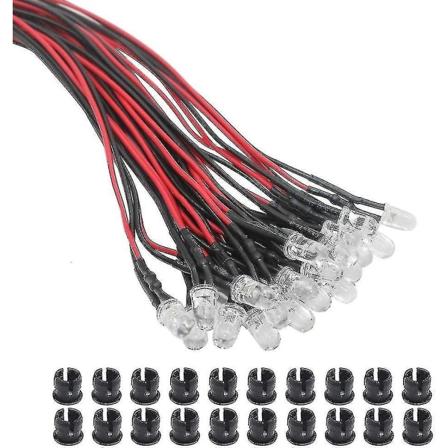 20 x 3 mm LED'er med 20 cm kabel DC 12V LED klar til montering ringe plast (blå) Gratis fragt-WELLNGS