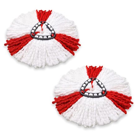 2 Röda Mopphuvuden, Universell 360 Graders Mikrofiber Spin Mopp för Golvrengöring