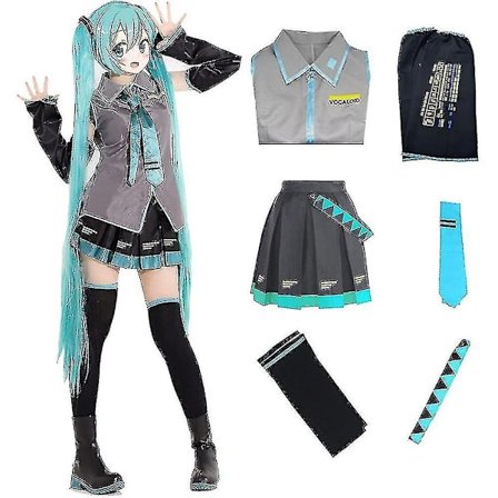 Sæt Hatsune Miku Cosplay Kostume Dame Sceneoptræden Falsk Tegneseriefigur Uniform Halloween Fest{ee}