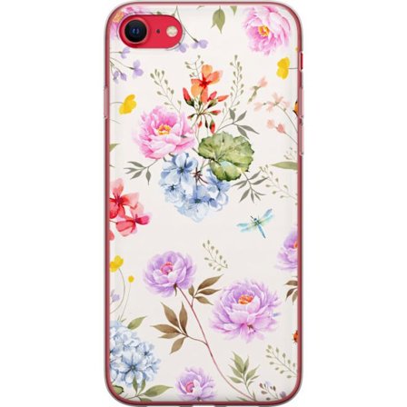 Yhteensopiva Puhelinkuori Apple Apple iPhone 7 Kukkakuviota käsinmaalatuilla kukilla, perhosilla ja hyönteisillä romanttiseen skandinaaviseen tyyli