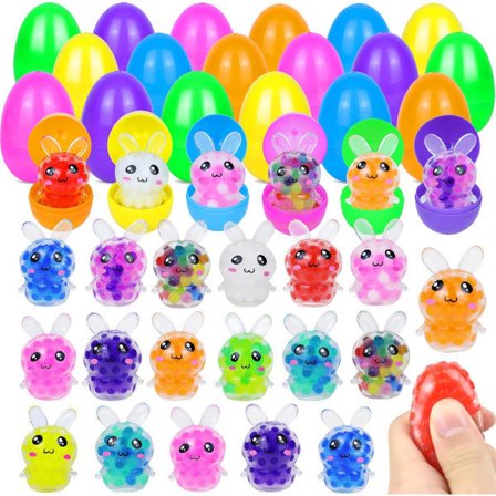 24 stk. Påskeæg med Squishy Legetøj Indeni, Forfyldte Påskekurv Legetøj til Småbørn