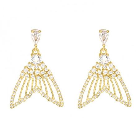 Kiiltävät merenneito-pyrstökorvakorut Kalapyrstön muoto Kestävä Ei haalistu Korvakoru treffailuun Shoppailuun gold