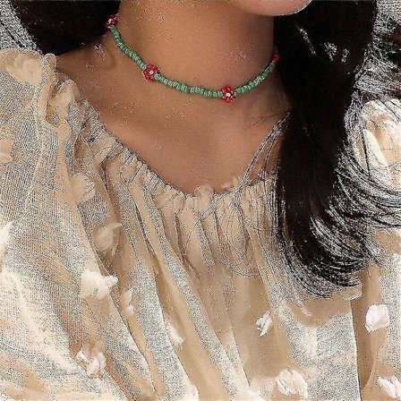 Halsband Bohemiska Regnbågsfärgade Pärlor Choker Halsband(E)