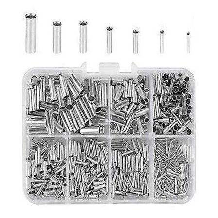 600 stk. Kabelsko Uisolerte 0,5/0,75/1,0/1,5/2,5/4,0/6,0 mm² Koblingsstykker Endehylser Kabelavslutning Pressing av Kabel i Plastboks