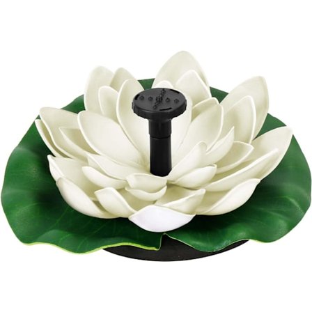 Soldrevet vandpumpe, hvid åkande fuglebad fontæne med 5 dyser