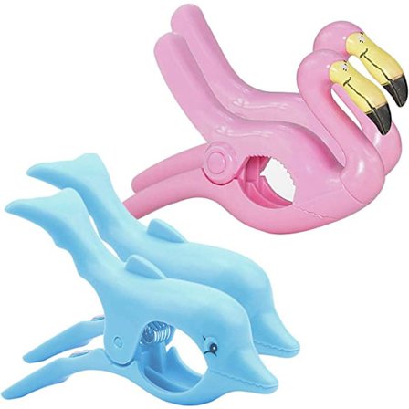 4 stk. klesklyper for strandhåndklær i plast