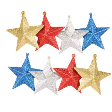 Julgransdekorationer, 24 st 3D glitterstjärnor