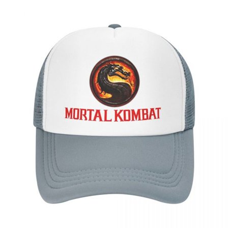 Mortal Kombat Logo Trucker Cap Fighting Game Baseball Cap Gray