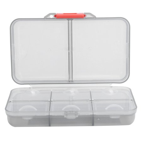 Bærbar pilleboks med 8 rom og forseglet lokk, grå