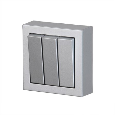 ABB Impressivo Strömbrytare 3x1-pol, utanpåliggande Aluminium, Strömbrytare & vägguttag