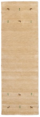 Ullmatta Gabbeh Loom Two Lines Beige Gångmatta Liten Oeko-Tex