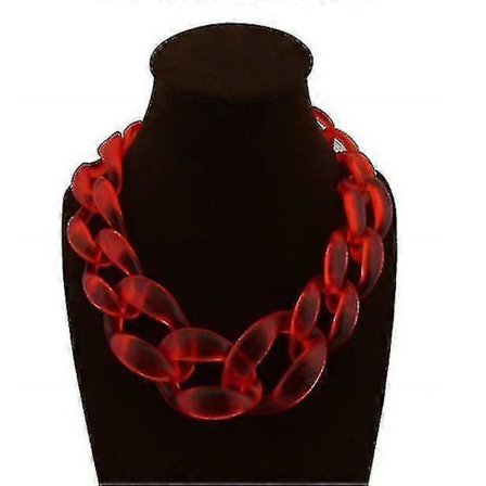 Vintage Hartsi Lackingone Akryyli Kaulus Paksu Choker Statement Bib Ketju Kaulakoru Riipukset - VÄRI: punainen