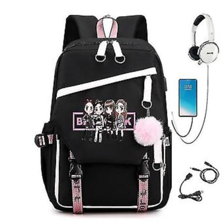Blackpink Roseanne Park Lisa Kim Ji Soo med stjernet skulderveske ryggsekk Koreansk Usb-xh (Hvit Dans)