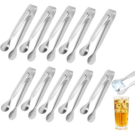 10 Stycken Sockertång i Rostfritt Stål, Istång för Godis Sallad Spaghetti Serveringstång för Bröllop Party Bar Buffé Grill Picknick