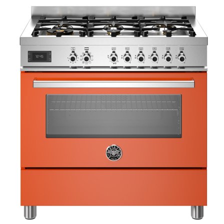 Bertazzoni PRO96L1EART Professional gaskomfur med ovn, 90 cm, orange - Orange, ral 2004 pantone 166 c, blank | KitchenOne