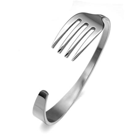 Enkelt gaffelarmbånd i rustfritt stål, kreativt og personlig silver