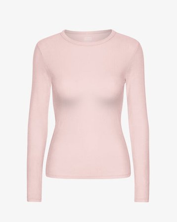Women Organic Rib LS T-Shirt - Faded Pink - Female - XL