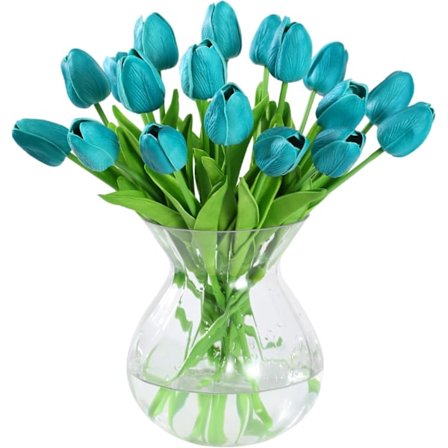 20 stk. Real Touch Latex Kunstige Tulipaner Blomster Falske Tulipaner Blomster Bryllupsbuketter til Bryllup Hjem Have Dekoration (blå)