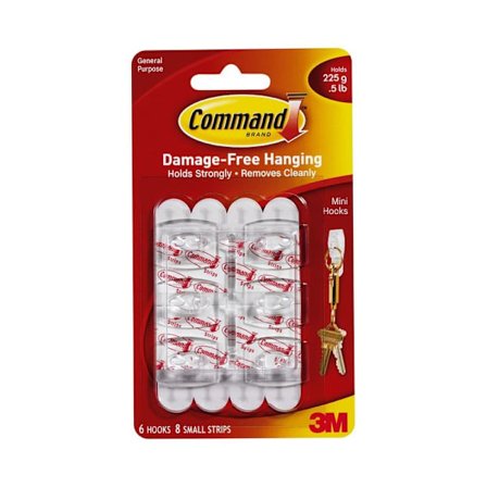 Command Mini Hooks (6-pack) One Size White