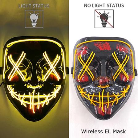 Trådlös Halloween Neon LED Purge Mask Masque Maskeradfestmasker Ljus Växer i Mörker Skräckmask Glödande Masker yellow