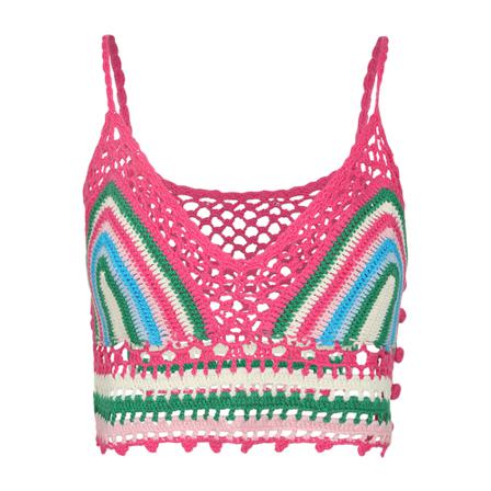 MC2 Saint Barth, crochet-knit cropped top Różowy, Kobieta, Rozmiar: L
