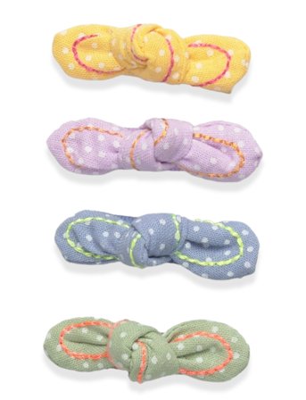 4 Pack Bow Hairclips Patterned Mango