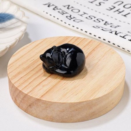 Naturlig krystall kattefigur Sovende kattestatue 3 3