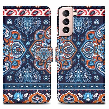 Fodral till Samsung Galaxy S22 PLUS Fodral i blått Mandala nr 1 Fodral Skydd Magnetisk stängning Plånbok Plånbok