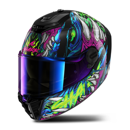 Casco Integral Shark Spartan RS Shaytan Negro/Verde/Violeta XL