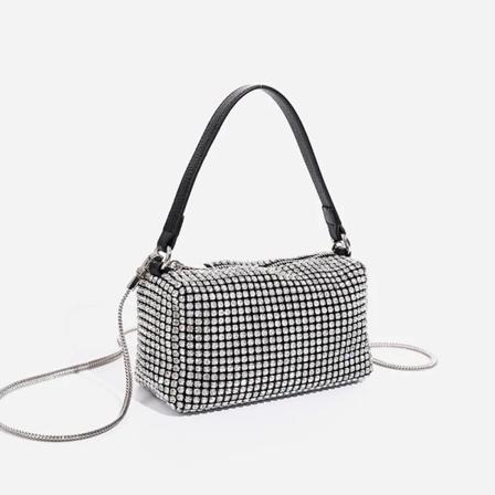 Black Diamond kvällsväska lyxig designer dam högkvalitativ armhåla väska glänsande väskor för kvinnor handväskor sac a main femme silver without Wang 