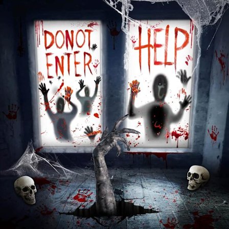 Halloween Läskig Fönster Dekoration 2 PCS - Fönsterfilm med Jätte