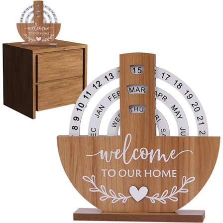 Kalender - Bordkalender - Evighedskalender - Manuel Roterende Kalender - Evighedskalender - Hjem Kære Hjem - Store Bogstaver Og Tal