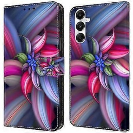 Samsung Galaxy A35 5G:lle magneettinen kuori 3D-kuviopainatuksella, nahkainen puhelimen suojus (värikkäät kukat)