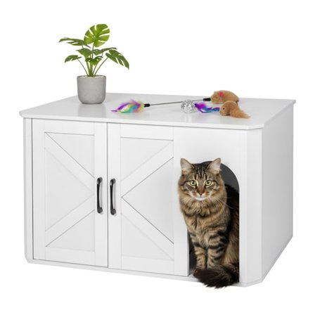 Kissanhiekkakaappi matolla – puukuvioinen, monikäyttöinen